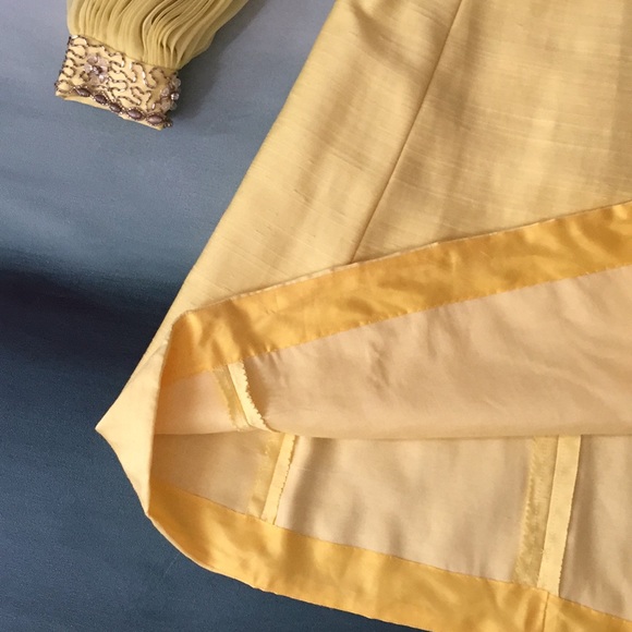 Vintage 1960s Mod Beaded Raw Silk Dress + Vest Duster Pleated Sleeves - Picture 14 of 14